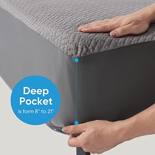 Hanherry 100% Waterproof Mattress Protector California King Size - Grey, Mattress Cover 3D Air Fabric Cooling Mattress Pad Cover Smooth Soft Breathable Noiseless, 8''-21'' Deep Pocket