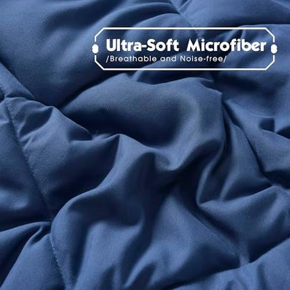 HIG 3pc Navy/Gray King Size Bedding Comforter Set Duvet Insert Blanket