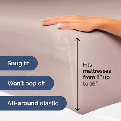 Twin Size 3 Piece Sheet Set - Ultra Soft & Cooling Bed Sheets - Dusty Pink