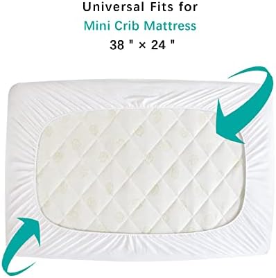Mini Crib Mattress Protector 38”x24” Mini Crib Sheets Fitted Waterproof