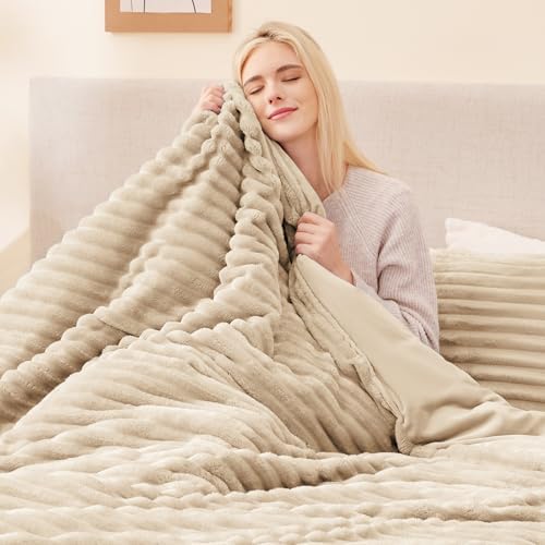 EXQ Home Fluffy Comforter Set Twin Size,2 Pieces Bed Set,Khaki