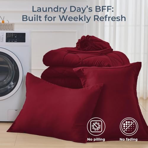 HEVUMYI 5-Piece Twin XL Comforter Set, Red Bed in a Bag