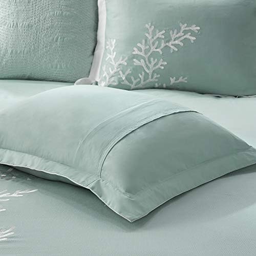 Harbor House Cotton Comforter Set - Coastal Oceanic Sealife Design, All Season Down Alternative Bedding with Matching Shams, Bedskirt, King(110"x96"), Coastline, Coral Aqua, 4 Piece