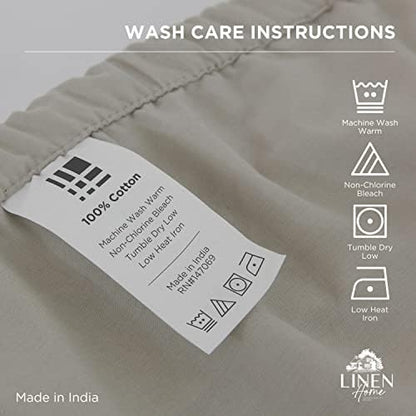 Linen Home 100% Cotton Percale Twin Size Fitted Sheet only, Light Taupe