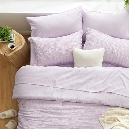 Love's cabin Seersucker Lavender California King Comforter Set