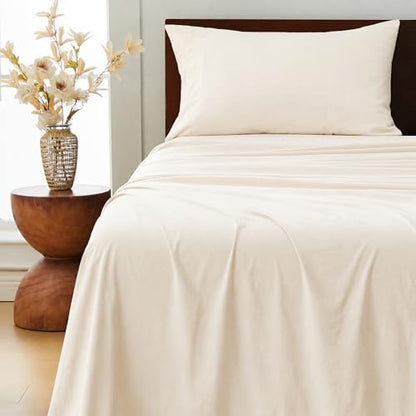 GOKOTTA 3 Piece Twin Sheet Set - Soft, Breathable & Cozy - Light Beige