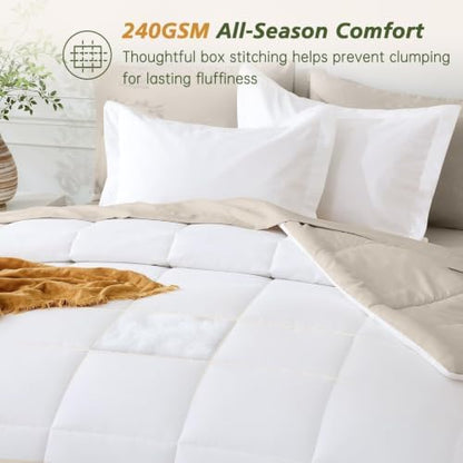 California King Comforter Set, White Bed in a Bag, Bedding Set with sheets