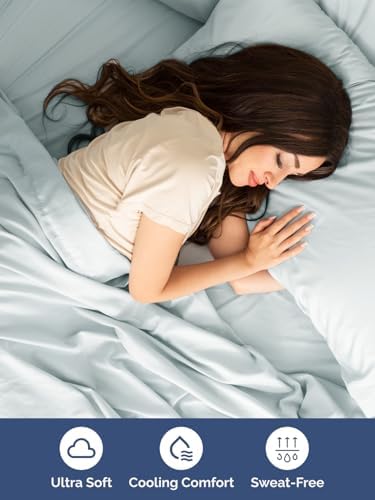 Extra Deep Full Sheet Set - 4 Piece Breathable & Cooling Sheets - Ice Blue