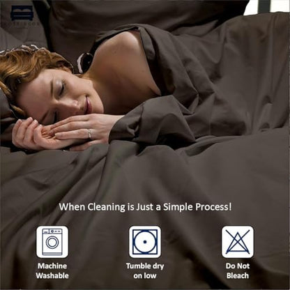 Cottingon 5 PC Split King Sheets Fits 16" Deep, Egyptian Cotton, Dark Grey