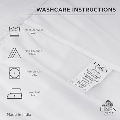 Linen Home Queen Size Fitted Sheet only 100% Cotton Percale, Blue Duck Egg