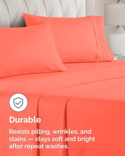 King Standard Pillow Cases Set of 10 - Ultra Soft Pillowcase Covers - Coral