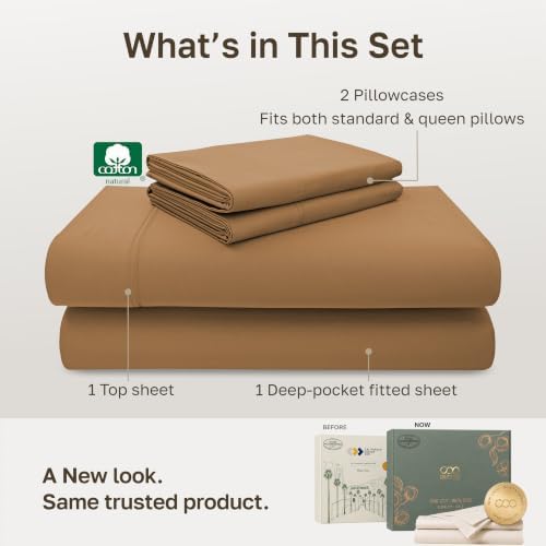 California Design Den 600 Thread Count Full Size Sheet Sets, Honey Caramel