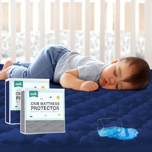 Crib Mattress Protector Sheets Fitted Waterproof Mattress Pad Cover 2 Pack