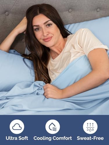 CGK Linens Extra Deep Cal King Fitted Sheet Only - Light Blue