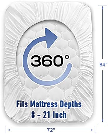 MATBEBY California King Mattress Pad - Cooling Breathable Mattress Topper, Quilted Fitted Mattress Protector, Pillow Top Mattress Cover with 8-21" Deep Pocket, Soft, Machine Washable, White, Cal King