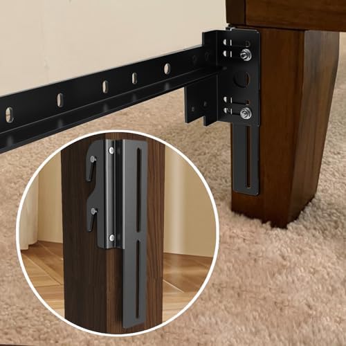 4 PCS Headboard Adapter Brackets for Metal Bed Frame, Bolt-On to Hook-On