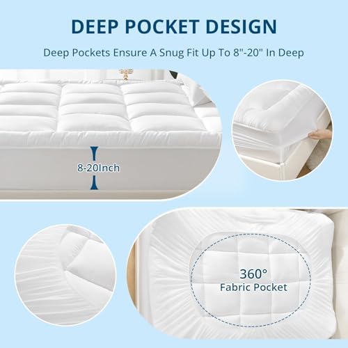 YUGYVOB King Mattress Topper Extra Thick, Cooling Plush Mattress Pad