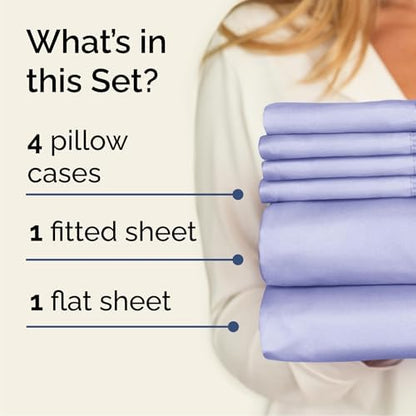 Cal King 6 Piece Bed Sheet Set - Breathable & Cooling Sheets - Lavender