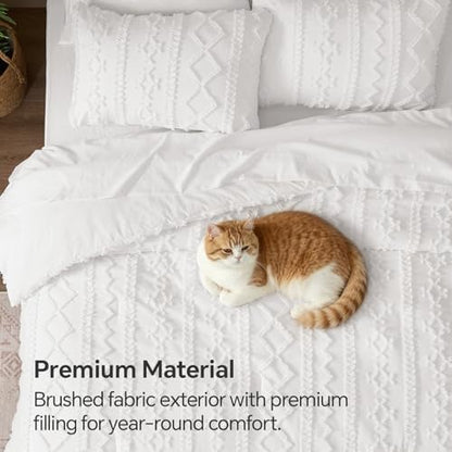 BEDELITE Full Comforter Set 7 Pieces,Boho Bed in a Bag,White