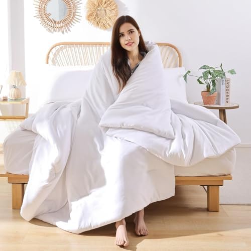 ROSGONIA Alaskan King Comforter, White, 136x120 Soft Bedding Blanket Quilt