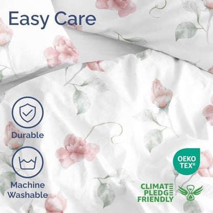 Duvet Cover Full Size - Soft Floral Duvet Cover - 3 Piece - Rosebud