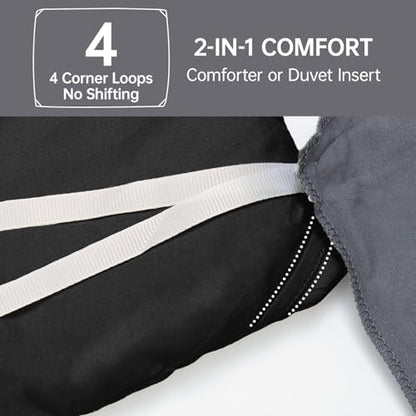 MUXHOMO Black Oversized Queen Comforter Sets, All Season Ultra Soft Down Alternative Bedding - 3 Piece Lightweight Bed Set Includes 1 Comforter (98"*98") and 2 Pillow Shams (20"x26")