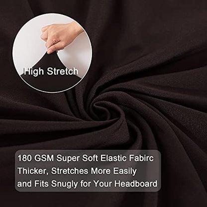 WOMACO Stretch Bed Headboard Slipcover 180 GSM Thick Fabric Solid Color Dustproof Bed Head Protector Cover for Bedroom Décor (Dark Coffee, 59-67")