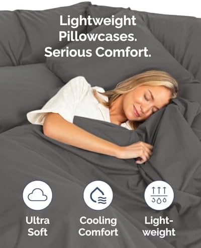 Queen Pillow Cases Set of 10 - Ultra Soft Pillowcase Covers - Charcoal