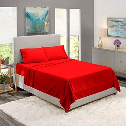 Nestl King Sheet Set - Bed Sheets - Red - 4-Piece Deep Pocket