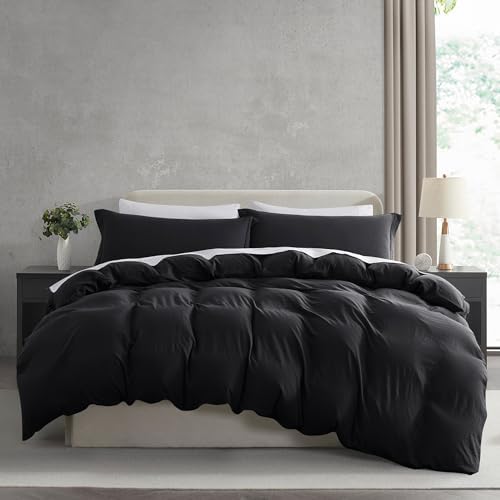 Hearth & Harbor Prewashed California King Duvet Cover Set, Black