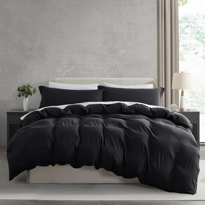 Hearth & Harbor Prewashed California King Duvet Cover Set, Black