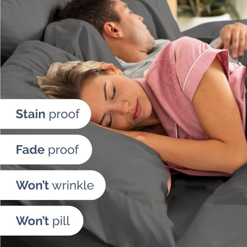 Extra Deep King Sheet Set - 4 Piece Breathable & Cooling Sheets - Charcoal