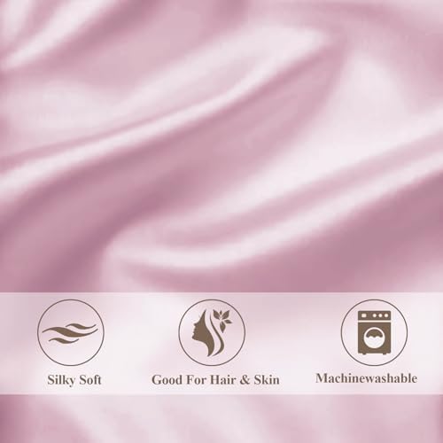 Vielit King Satin Pillowcase for Hair 4 Pack, Similar to Silk Pillow Cases, Easier Care Than Silk Pillowcase, Gifts for Women Men - Pink, 20x36 & Envelope Closure and 2 Satin Scrunchies