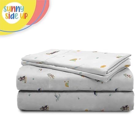 Sunny Side Up Kids Sheet Set with Fitted, Flat Sheets & Pillow Cover - Ultra-Soft Bedding with Pillowcase for Room Decor, White - Star Wars Mandalorian, 4 Piece Full