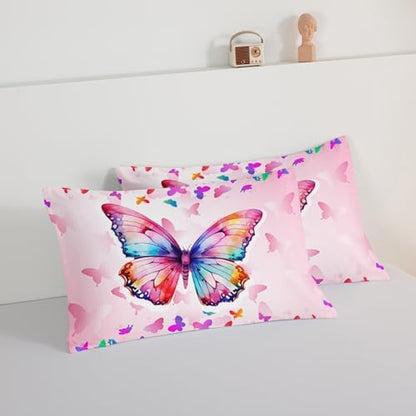 HOSIMA Colorful Butterfly Rainbow Comforter King Size,Tie Dye Beauty Butterfly Bedding Sets for Kids Girls Teens Bedroom Decor,Aesthetics Butterflies Teenage Girl Comforter Sets with 2 Pillowcases.