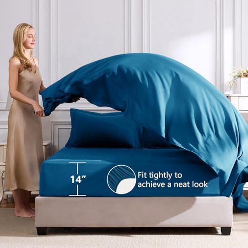 CozyLux King Comforter Set 102"x90" Teal - 7 Piece Bed in a Bag
