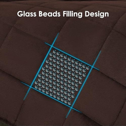 yescool Weighted Blanket for Adults (15 lbs, 60" x 80", Brown) Heavy Blanket for Sleeping Perfect for 140-160 lbs, Queen Size Breathable Blanket with Premium Glass Bead, Machine Washable