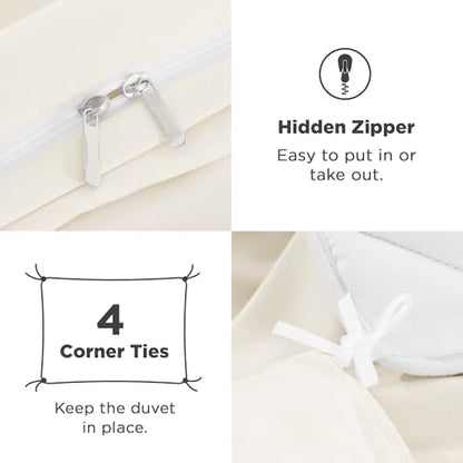 Andency Ivory Ruffle Duvet Cover Queen, Shabby Chic Farmhouse Bedding Set