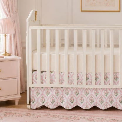 Brandream Scallop Edge Organic Cotton Crib Skirt Girls Toddler Bedskirt