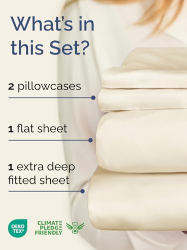 Extra Deep Full Sheet Set - 4 Piece Breathable & Cooling Sheets - Off White
