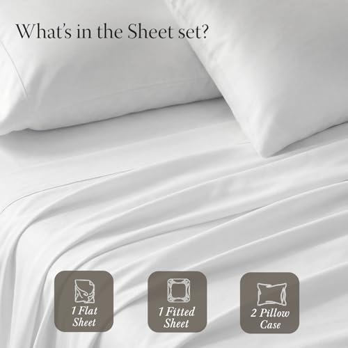 Threadmill 400 Thread Count Egyptian Cotton Queen Sheet Set, Sateen, White