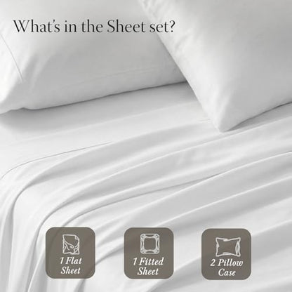 Threadmill 400 Thread Count Egyptian Cotton Queen Sheet Set, Sateen, White