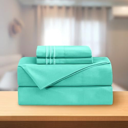 Elegant Comfort Luxury 4-Piece Bed Sheet Set - Luxury Bedding 1500 Thread Count Egyptian Quality Microfiber, Wrinkle Resistant Cool & Breathable, Easy Elastic Fitted, Full, Paradise Teal
