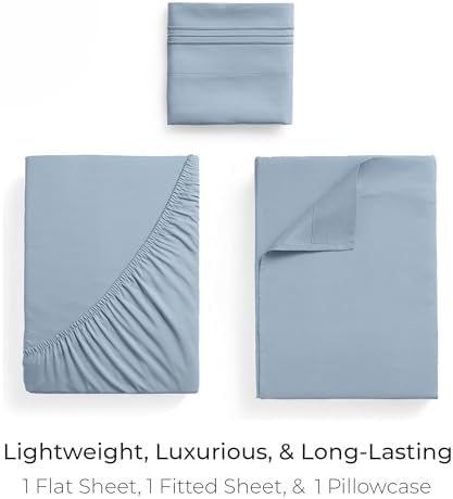 Mellanni Iconic 3-Piece, Ultra Soft Sheet Set (Twin, Blue Hydrangea)