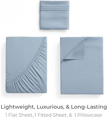 Mellanni Iconic 3-Piece, Ultra Soft Sheet Set (Twin, Blue Hydrangea)