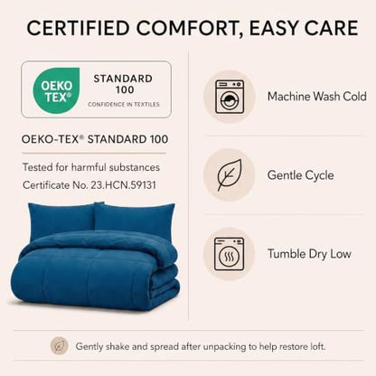 CozyLux King Size Comforter Set Teal - 7 Pieces Bed in a Bag