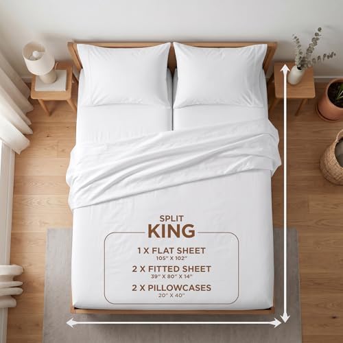 Split King Size Sheet Set - Egyptian Quality Ultra-Soft Bed Sheets - Double Brushed - Deep Pockets- Easy Fit - 5 Piece Set- Fade Resistant
