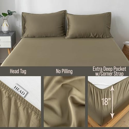 Bella Coterie | Luxury Bamboo Viscose Cal King Size Fitted Sheet Only