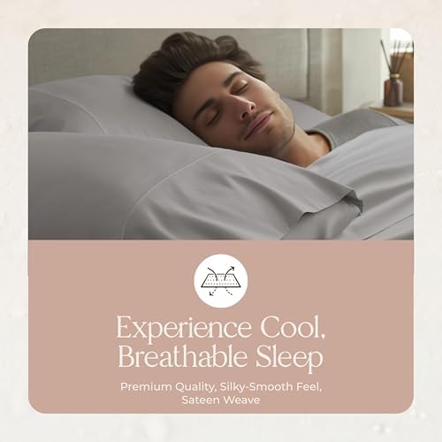 100% Organic Cotton Pillow Cases Queen Size Set of 2-100% Cotton Pillowcases GOTS Certified 300 Thread Count - Naturally Cooling Comfortable Breathable & Soft Pillow Cases (Stone, Queen)