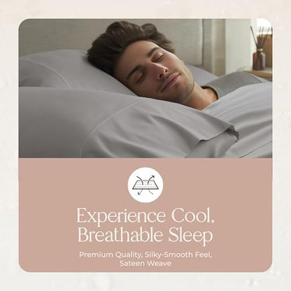 100% Organic Cotton Pillow Cases Queen Size Set of 2-100% Cotton Pillowcases GOTS Certified 300 Thread Count - Naturally Cooling Comfortable Breathable & Soft Pillow Cases (Stone, Queen)